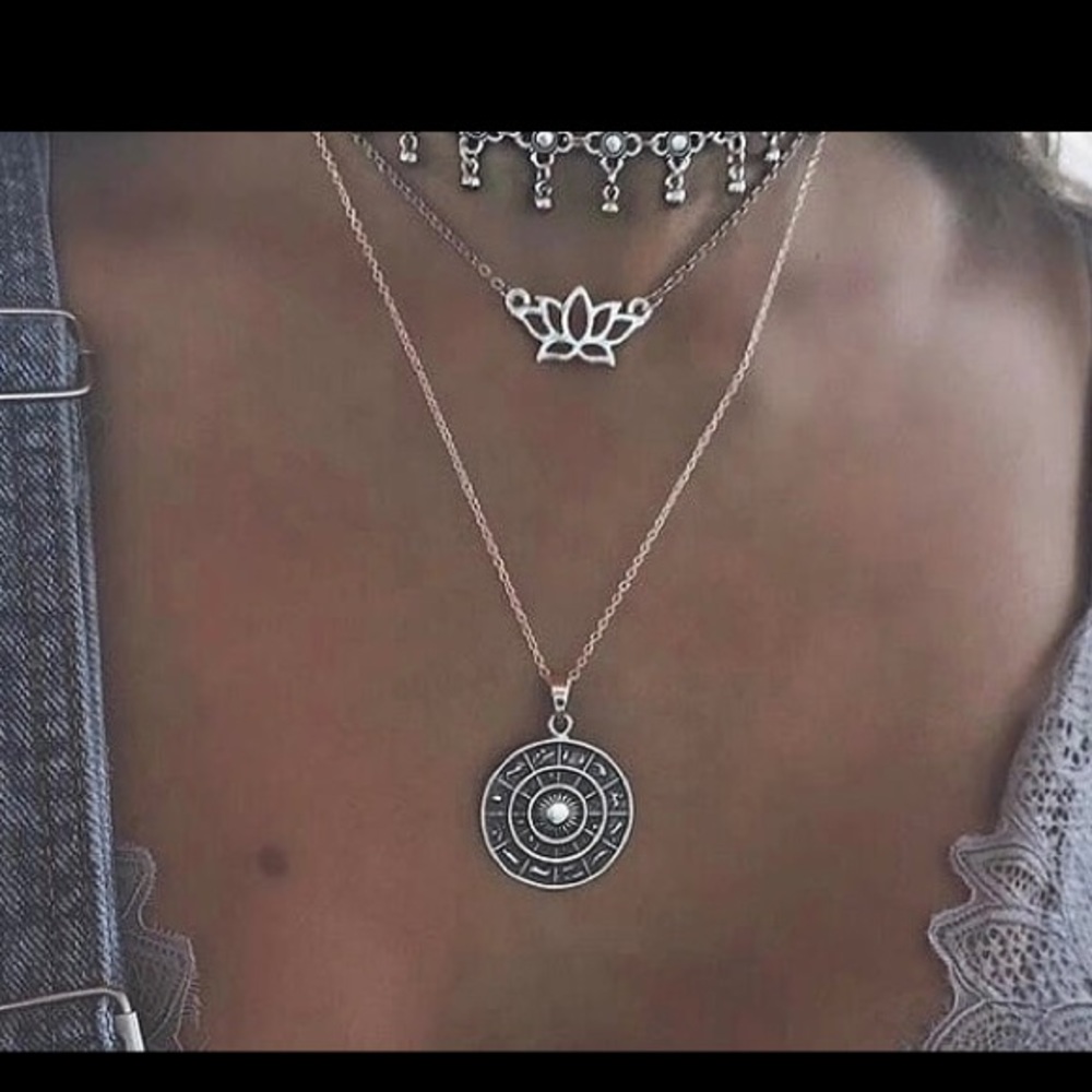 ♦️layered silver necklace